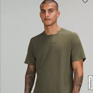 Mens Lululemon Square-Neck Run Short Sleeve (Olive/Green) Size Medium